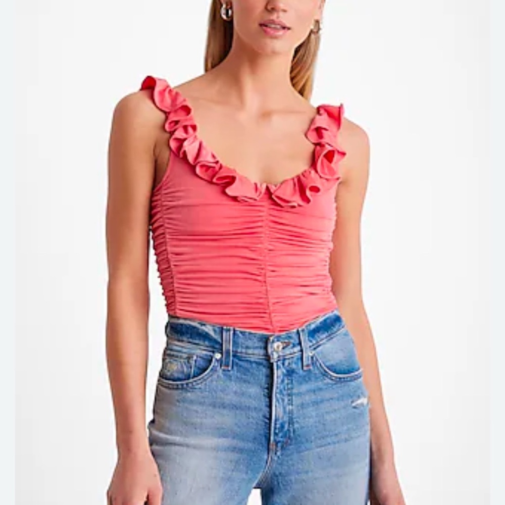 NWT Express Body Contour Ruched Ruffle Compression Tank - Picture 5 of 5